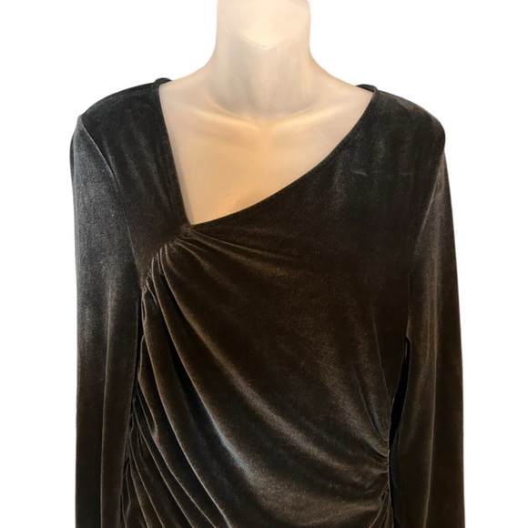 Abercrombie & Fitch Velvet Ruched Asymmetrical Neck Long Sleeve Mini Dress XL - Picture 9 of 14